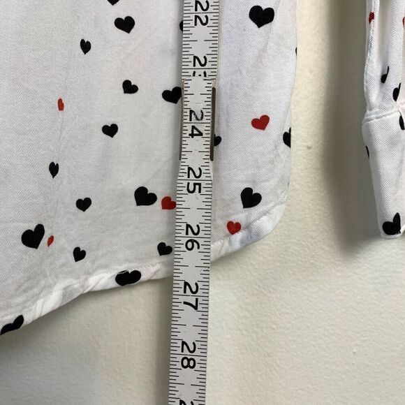 Rails Rosci Heart Print Button Down Collared Shirt S Girlie Romantic Soft Rayon - Picture 5 of 7